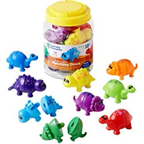 Amazon.com: Learning Resources Snap-n-Learn Matching Dinos - 18 Pieces, Ages 18+ Months Toddler Fine Motor Toys, Counting & Sorting Toy, Shape Sorting, Dinosaurs Toys, Sensory Bin Toys : Toys & Games