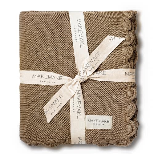 MakeMake Organics Organic Baby Blanket GOTS Certified Organic Cotton Newborn Modern Knit Breathable Unisex Boy Girl Stroller Blanket (30x40, Brown)