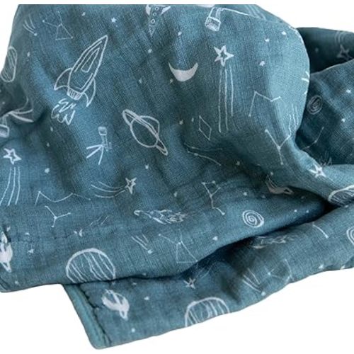 RED ROVR 100% Organic Cotton Muslin Baby Blanket | Multi-Layer Muslin Quilt | Newborn & Toddler | Soft, Lightweight | Nursery, Stroller | Machine Wash | 30" x 40" | Star Gaze