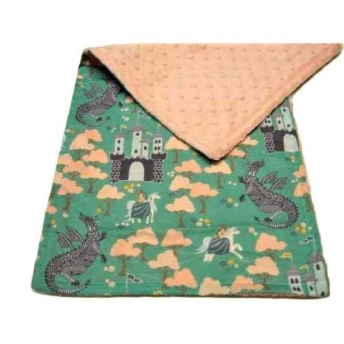Baby Burp Cloth, Medieval Baby Gift, Castle Princess and Unicorn Burpie Minky Plush Ready to Ship