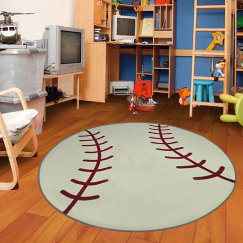 Zoomie Kids Round Niemann Tufted Beige/Red Area Rug | Wayfair