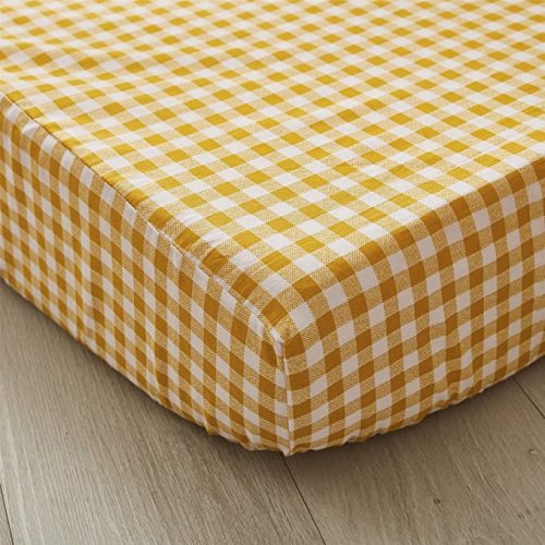 Brandream Baby Girl Crib Sheet Yellow Plaid Fitted Sheet Breathable Soft Standard Size Crib Mattress Sheet for Newborn Infant,100% Cotton - Yellow Plaid Sheet