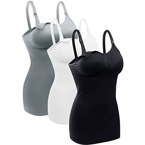 BRLIDO Womens Nursing Tank Tops Built in Bra for Breastfeeding Maternity Camisole Brasieres