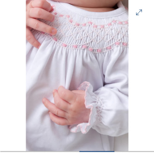 Sweetly Smocked Greeting Gown - Worth Avenue White with Palm Beach Pin