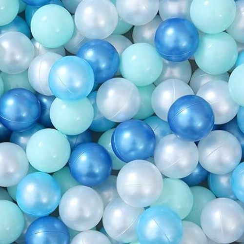 Pit Balls for Kids -100PCS Pearl 4 Blue Colors Play Balls Crawl Ball BPA Free for Toddlers 1-3 Kids Pool Tent Party Deracote, 2.2inches,100PCS.
