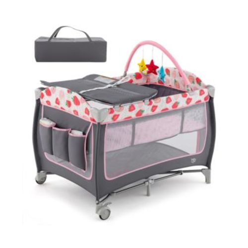 Girls 3 in 1 Playard Portable Nursery Center w/ Zippered Door Mint