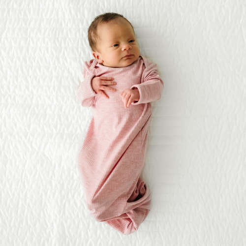 Heather Mauve Ribbed Infant Gown - Little Sleepies