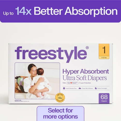 Freestyle Hyper Absorbent Ultra Soft Baby Diapers, Size 1, 68 Count (Select for More)