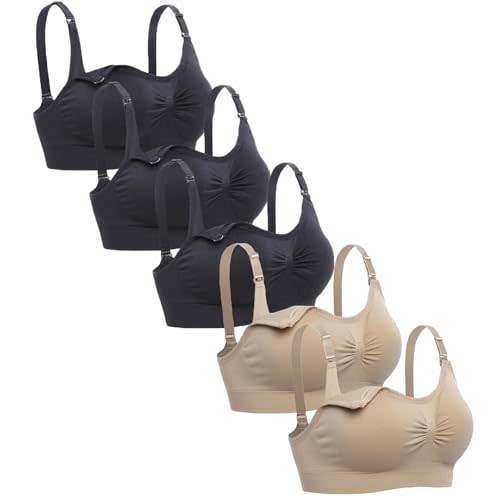 Lataly Womens Seamless Nursing Bra Sleeping Maternity Bralette for Breastfeeding Pack of 3