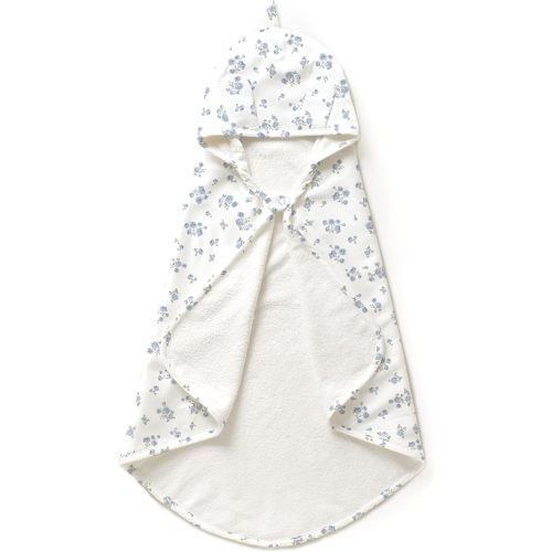 MakeMake Organics Organic Cotton Hooded Towel Baby Toddler GOTS Certified Organic Cotton Beach Poncho Towel Large Absorbent Non Toxic Neutral (Mini Roses, 35"x35")