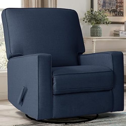 Amazon.com: Harkawon Swivel Rocker Recliner Chair, Glider Rocker Recliner, Rocking Chair Nursery, Fabric Chair with High Back, Deep Seat, for Living Room, Bedroom, Blue : Home & Kitchen