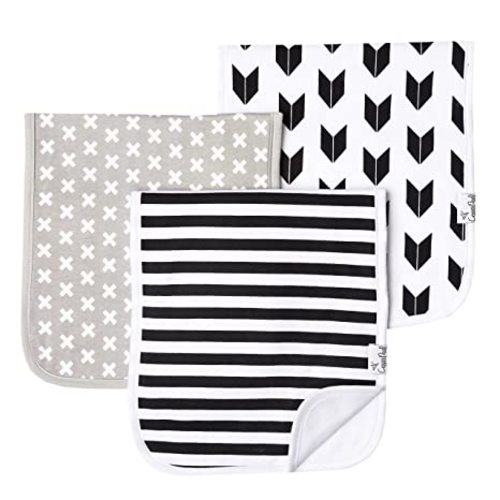 Copper Pearl Baby Burp Cloth Large 21''x10'' Size Premium Absorbent Triple Layer 3 Pack Gift Set “Shade - Black,white,grey