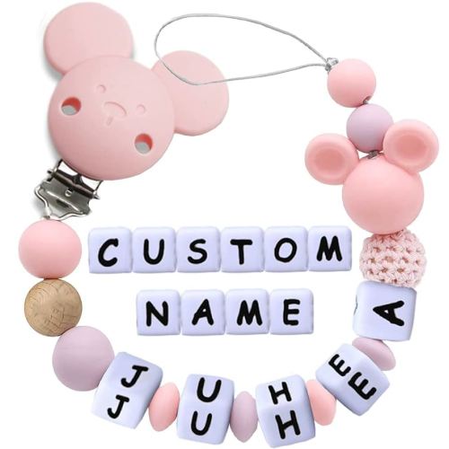 Stroller Clip Personalized Name Silicone Pacifier Clip Pacifier Holder for Girls Boys
