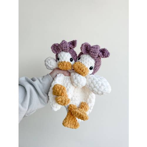 MADE TO ORDER Della Duck Snuggler with safety eyes | Crochet Lovey | Crochet Duck | Crochet Toy Duck