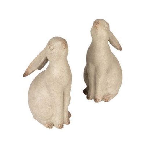 Storied Home Charming Resin Rabbit Bookends,Set of 2, Grey