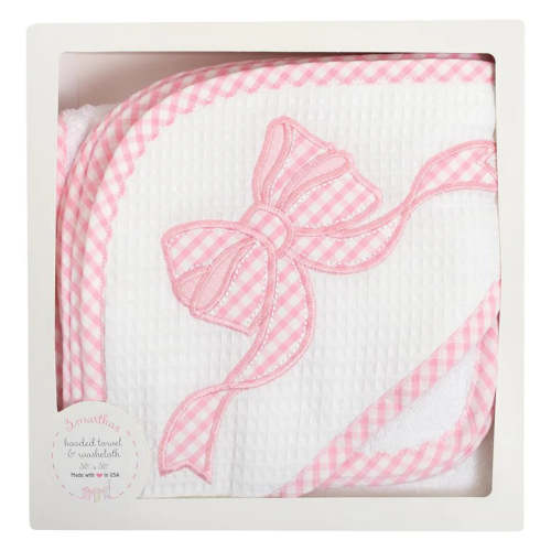 Box Hooded Towel Pink Bow