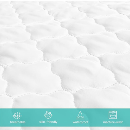 Crib Mattress Protector Sheets Fitted Waterproof Crib Mattress Pad Cover, Noiseless & Machine Wash 100% Absorbent Crib/Toddler Mattress Protector Sheet Quilted, White, 52" x 28"
