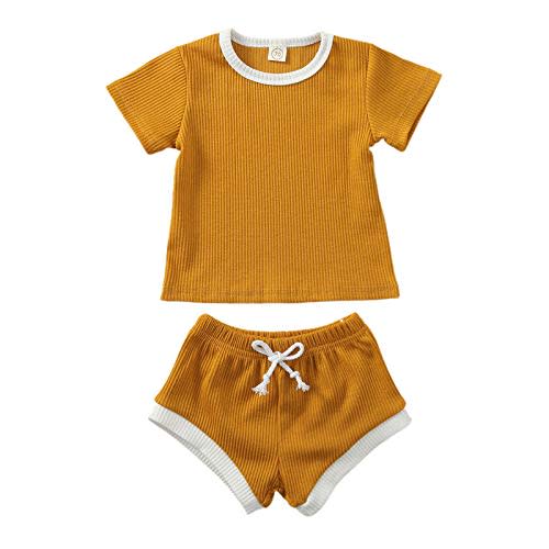 Newborn Infant Baby Girl Boy Clothes Short Sleeve Tops T-Shirt+Shorts Pants Solid Color Two Piece Outfits Set