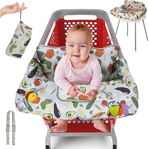 Shopping Cart Cover for Baby PILLANI, High Chair Cover for Restaurant Seat, Grocery Cart Cover for Baby Girl and Boy, Cotton Buggy Covers for Babies, Toddler Shopping Cart Cover