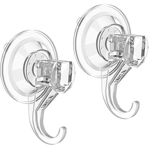 VIS'V Suction Cup Hooks, Small Shower Suction Hooks, Heavy Duty, Removable and Reusable, Clear, 4 Pcs