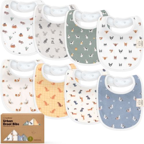 KeaBabies 8pk Organic Baby Bibs for Boy, Baby Drool Bib for Toddler Boys, Girls, Newborn Baby Teething Bibs