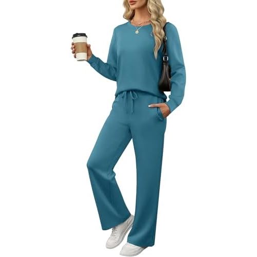 ANRABESS Women's 2 Piece Lounge Sets Casual Travel Outfits Wide Leg Tracksuit Sweatsuits Matching Set 2025 Fall Clothes