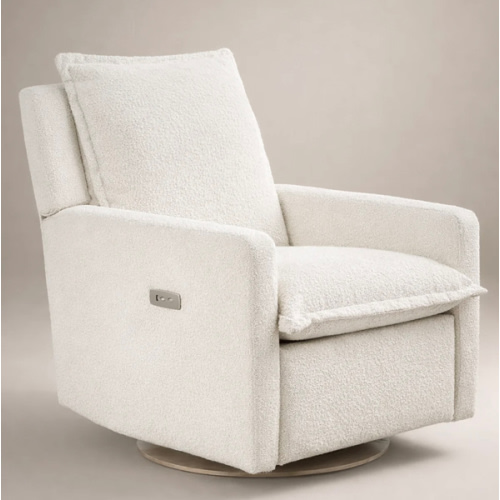 High Performance Bouclé Oyster | Flynn | Swivel Nursery Recliner | Oilo™ Studio