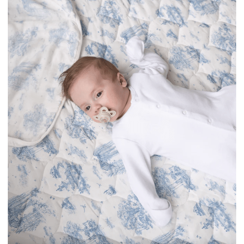 Spring Toile Blue Quilted Playmat