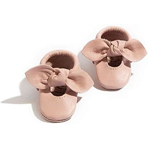 Freshly Picked Knotted Bow Baby Girl Shoes Soft Sole or Hard Sole, Premium Leather Baby Shoes Handmade in Utah, Infant to Toddler Sizes