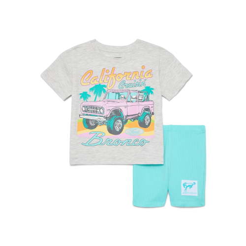Ford Bronco Toddler Girls Graphic Tee and Bike Shorts Set, 2-Piece, Sizes 12M-5T