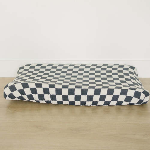 Mebie Baby Charcoal Checkered Muslin Changing Pad Cover — buybuy BABY