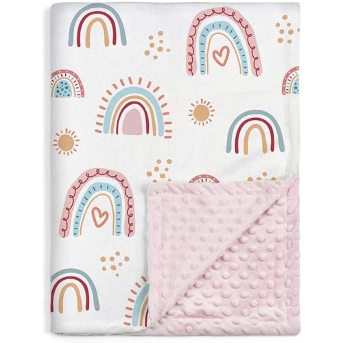 SANDJEST Rainbow Kid Blanket for Girls - 30 x 40 Kids Minky Blanket - Gifts for Kids on Birthday Christmas Nursery Bedroom Decor