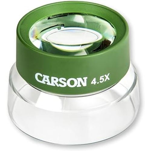 Carson Kids BugLoupe 4.5x Pre-Focused Stand Magnifier Loupe for Viewing Insects, Plants, Coins, Stamps, Maps, Fine Print and Wildlife (HU-55), Green, One Size