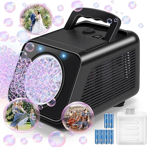 Bubble Machine Automatic Bubble Blower for Kids: Battery Operated Bubble Maker for Toddlers 1-3 | 20000+ Bubbles Per Min Contain 6 AA Battery | Outdoor Toys for Parties Birthday Wedding