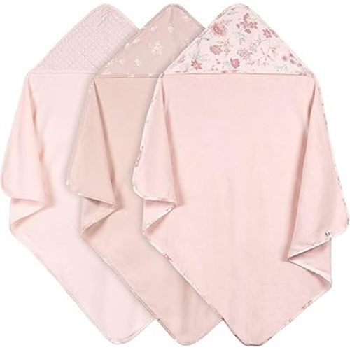 3-Pack Hooded Towels – Soft & Absorbent Baby Bath Towels, Gentle on Skin, Adorable Unisex Designs - Pink