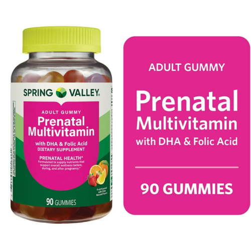 Spring Valley DHA and Folic Acid Prenatal Multivitamin Supplement Gummies, 90 Count HSA/FSA Eligible