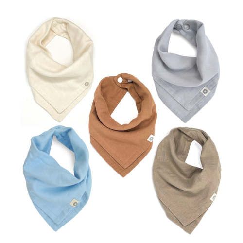 Organic Baby Bandana Bibs 5-Pack – Scarf Bib Set – Kishu Baby