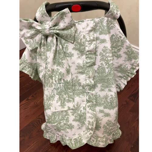 Green Toile Car Seat Canopy - Just Baby Designs