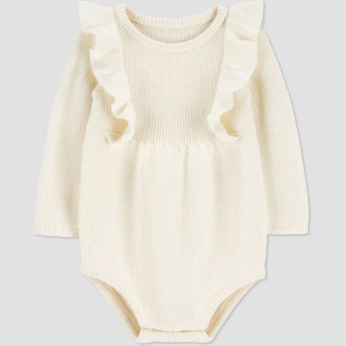 Carter's Just One You® Baby Girls' Ruffle Sweater Bubble Romper - Cream