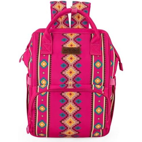 Montana West x Wrangler Diaper Bag Backpack Aztec Travel Backpack Purses Western Multi-Function Baby Bags for Mom with Waterproof Insulated Pockets WG2204-9110HPK