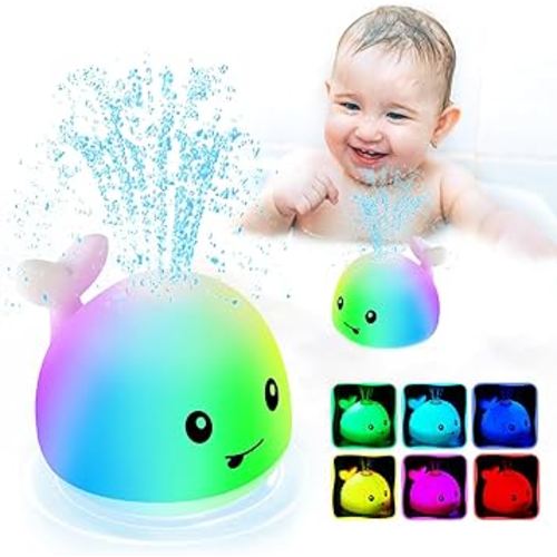 Baby Bath Toys, Whale Bath Toy Sprinkler for Kids Ages 0-2 1-3, Light Up Bathtub Fountain Water Table Pool Toys for Toddlers Infants 6-12 12-18 Months 1 Year Birthday Shower Gifts Newborn Essentials
