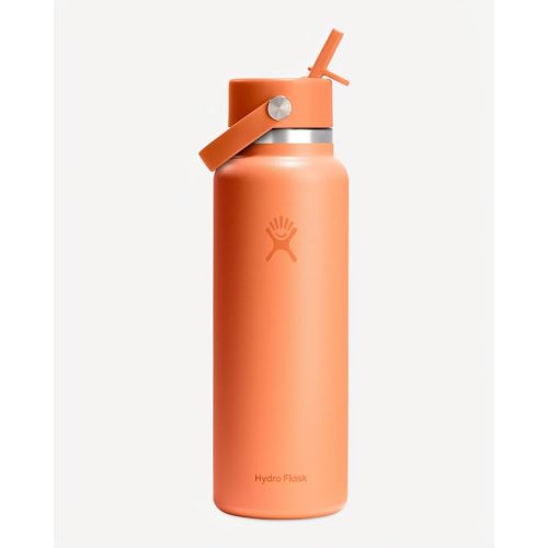 Hydro Flask Water Bottle - Insulated Stainless Steel - Wide Mouth Flex Straw Lid, Non Spill, Leakproof and Refillable in 40 Oz Nectar Orange
