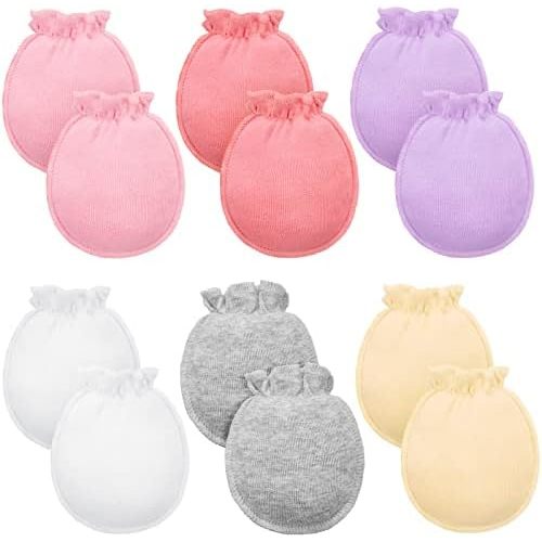 Syhood 6 Pairs Newborn Baby Mittens Cotton No Scratch Infant Gloves Mitten for Baby 0-6 Months Boys Girls