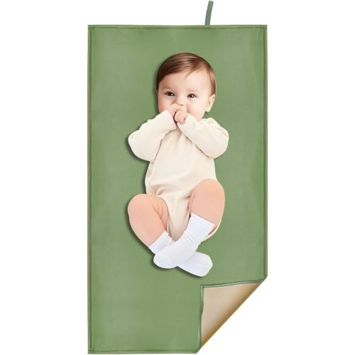 Sage Green Diaper Changing Pad for Baby, Portable Baby Changing Mat for Travel or Home, Foldable Mat Fits Perfectly in Diaper Bag (67-03)