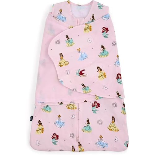 HALO Disney Baby 100% Cotton Sleepsack Swaddle, 3-Way Adjustable Wearable Blanket, TOG 1.5, Disney Princess, Newborn, 0-3 Months
