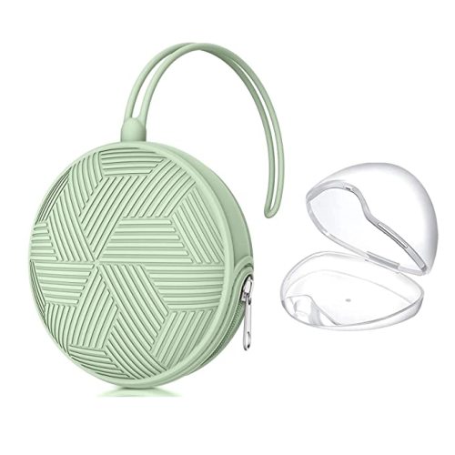 Smlpuame Pacifier Holder Case,BPA Free Portable Pacifier Storage Container,Silicone Baby Pacifier Cover Pouch for Diaper Bag Stroller,Travel Outdoor Activities,Easy to Clean(Mint)