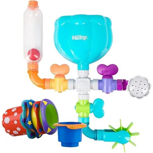 Nuby Splish Splash Cups and Wacky Waterworks Pipes Bath Toys