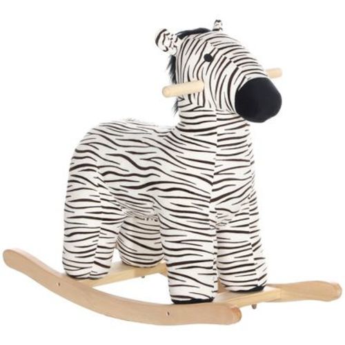 Qaba Rocking Horse, Kids Rocking Animal, Zebra Shaped Ride On Horse With Realistic Sound For Boys & Girls 2-4 Years, Black