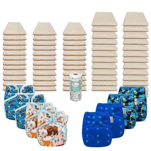 Unbleached Basic Prefold Diaper Packages with OsoCozy One Sized Covers