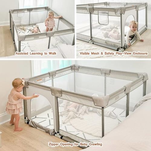 Amazon.com : ZEEBABA Baby Playpen with Mat, 47x47inch Playpen for Babies and Toddlers, Small Baby Play Pens, Play Yard for Infants with 47" Play Mat, Playard with Gate : Baby